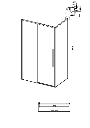 Боковая стенка GROSSMAN Galaxy 200.K33.01.90.21.00 (90x195) черный матовый, стекло прозрачное Боковая стенка GROSSMAN Galaxy 200.K33.01.90.21.00 (90x195) черный матовый, стекло прозрачное