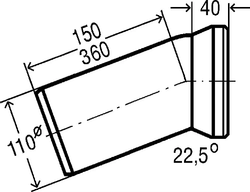 Соединительный патрубок (отвод) 22,5° Viega 101855 с манжетным уплотнением, D100 мм, L150 мм Соединительный патрубок (отвод) 22,5° Viega 101855 с манжетным уплотнением, D100 мм, L150 мм