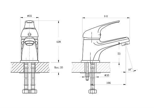Смеситель для раковины Rush Corsica CO4240-11 хром Смеситель для раковины Rush Corsica CO4240-11 хром
