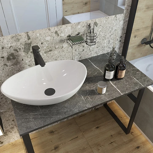 Консоль с раковиной DIWO Элиста 100 чёрный мрамор, Moduo 55 Leaf 555473 Консоль с раковиной DIWO Элиста 100 чёрный мрамор, Moduo 55 Leaf 555473