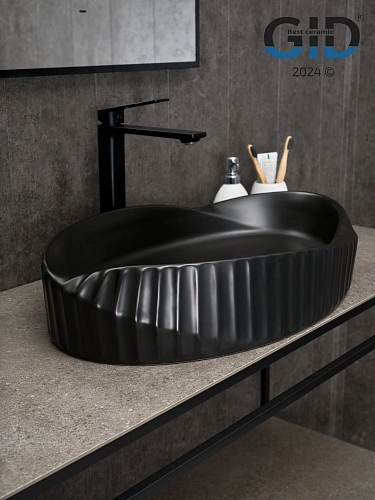 Раковина Gid Bm888 53358 накладная черная матовая 60x38.5x13.5 Раковина Gid Bm888 53358 накладная черная матовая 60x38.5x13.5