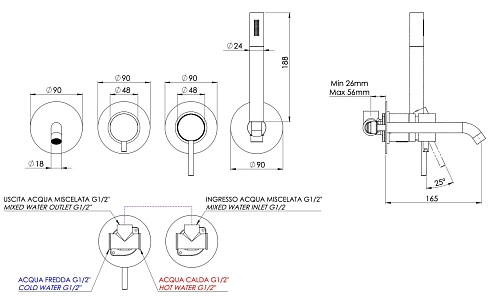 Смеситель для ванны Remer X Style X96S03ROXXXV, сталь Смеситель для ванны Remer X Style X96S03ROXXXV, сталь