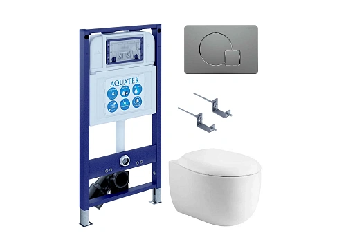 Комплект унитаза SET Aquatek АЛЬТАИР cm-070 4в1 с инсталляцией, креплением, клавишей смыва и сиденьем микролифт Комплект унитаза SET Aquatek АЛЬТАИР cm-070 4в1 с инсталляцией, креплением, клавишей смыва и сиденьем микролифт