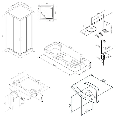Душевой уголок AM.PM Gem 90x90 WK90EO с душевой системой и аксессуарами, профиль черный матовый, стекло прозрачное Душевой уголок AM.PM Gem 90x90 WK90EO с душевой системой и аксессуарами, профиль черный матовый, стекло прозрачное