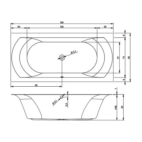 Акриловая ванна Riho Linares Velvet BT4810500000000 190х90 Акриловая ванна Riho Linares Velvet BT4810500000000 190х90