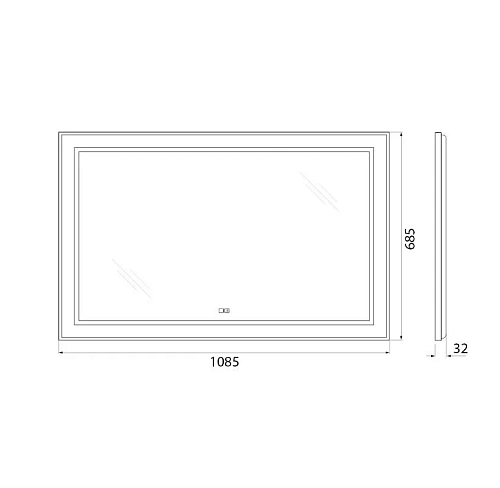 Зеркало BelBagno SPC-KRAFT-1085-685-TCH-WARM-NERO 1085x32x685 мм с подсветкой сенсорным выключателем и подогревом Зеркало BelBagno SPC-KRAFT-1085-685-TCH-WARM-NERO 1085x32x685 мм с подсветкой сенсорным выключателем и подогревом