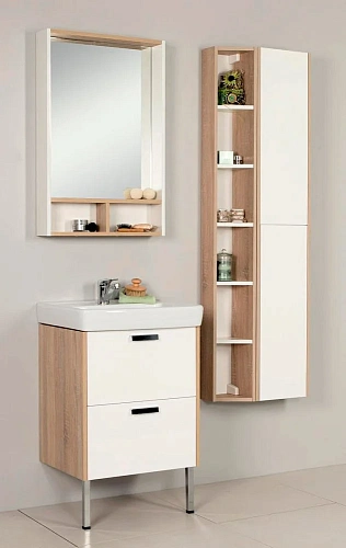 Зеркальный шкаф Aquaton Йорк 55 белый/дуб сонома 1A173202YOAD0 Зеркальный шкаф Aquaton Йорк 55 белый/дуб сонома 1A173202YOAD0