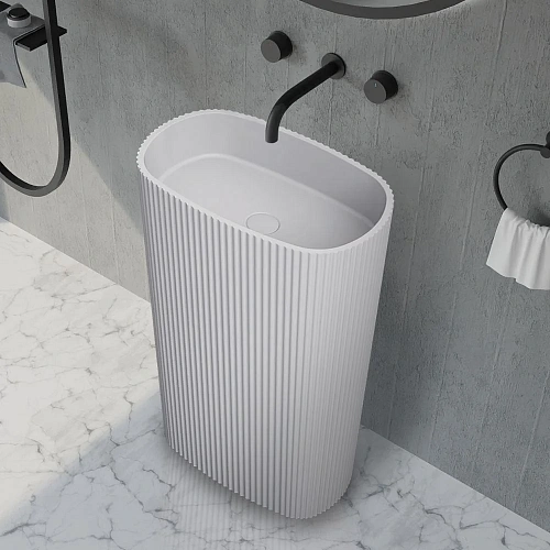 Раковина ABBER Stein AS2502-H отдельностоящая, белая матовая Раковина ABBER Stein AS2502-H отдельностоящая, белая матовая