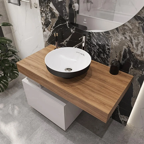 Комплект мебели STWORKI Ольборг 100 столешница дуб французский, без отверстий, с тумбой 50, с ракови 536622 Комплект мебели STWORKI Ольборг 100 столешница дуб французский, без отверстий, с тумбой 50, с ракови 536622