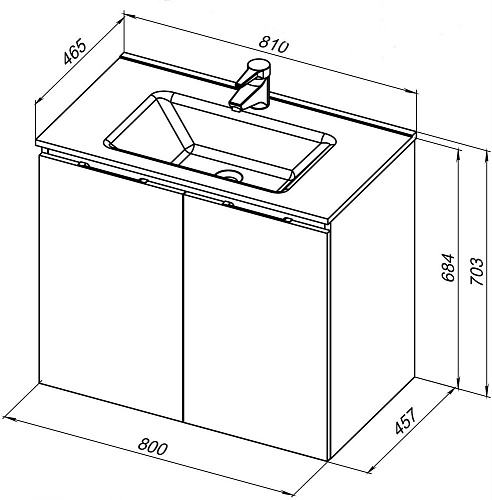 Тумба под раковину Aquanet Алвита New 80 2 дверцы, антрацит 00277527 Тумба под раковину Aquanet Алвита New 80 2 дверцы, антрацит 00277527