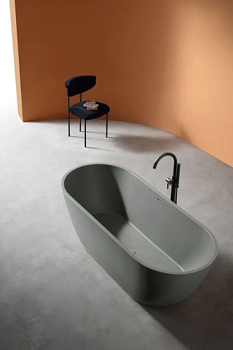 Ванна отдельностоящая ABBER AM9941MLG 170x75 универсальная, светло-серый матовая, искусственный камень Ванна отдельностоящая ABBER AM9941MLG 170x75 универсальная, светло-серый матовая, искусственный камень