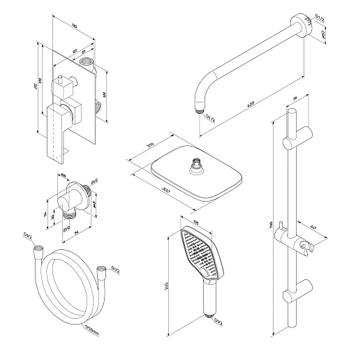 Душевая система Damixa Gala 953530000 встраиваемая, хром Душевая система Damixa Gala 953530000 встраиваемая, хром