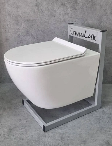 Унитаз подвесной CeramaLux 2196 -2 белый с крышкой микролифт Унитаз подвесной CeramaLux 2196 -2 белый с крышкой микролифт