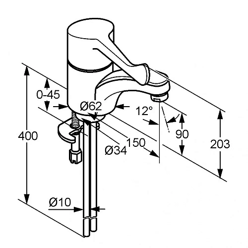 Смеситель для раковины Kludi Medi Care 3411205 DN 15 341120524 Смеситель для раковины Kludi Medi Care 3411205 DN 15 341120524