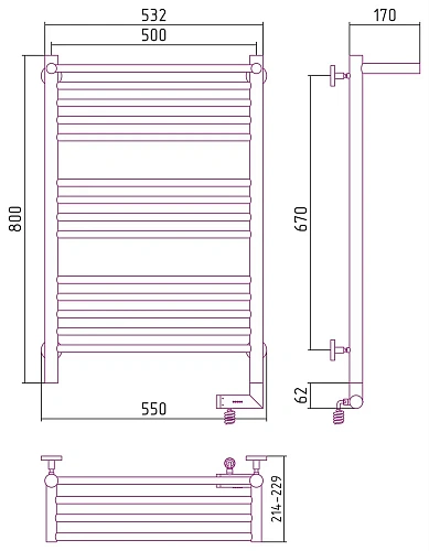 Полотенцесушитель электрический Сунержа Богема с полкой 2.0 800х500 МЭМ правый 7022-5207-8050 RAL 70 Полотенцесушитель электрический Сунержа Богема с полкой 2.0 800х500 МЭМ правый 7022-5207-8050 RAL 70