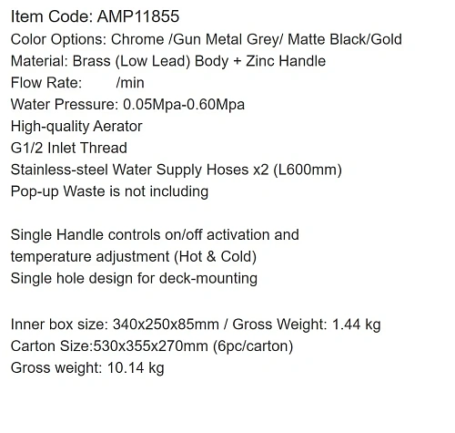 Смеситель для раковины ARROW AMP11855 хром Смеситель для раковины ARROW AMP11855 хром