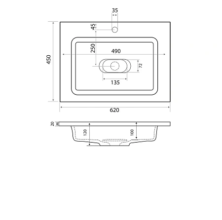 Раковина Taliente Modul, 65см 4627173210423 Раковина Taliente Modul, 65см 4627173210423