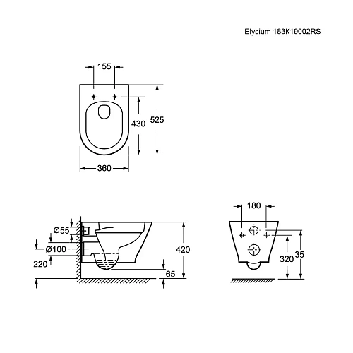 Унитаз подвесной Ambassador Elysium 183K19002RS (520x360x355) безободковый с сиденьем Унитаз подвесной Ambassador Elysium 183K19002RS (520x360x355) безободковый с сиденьем