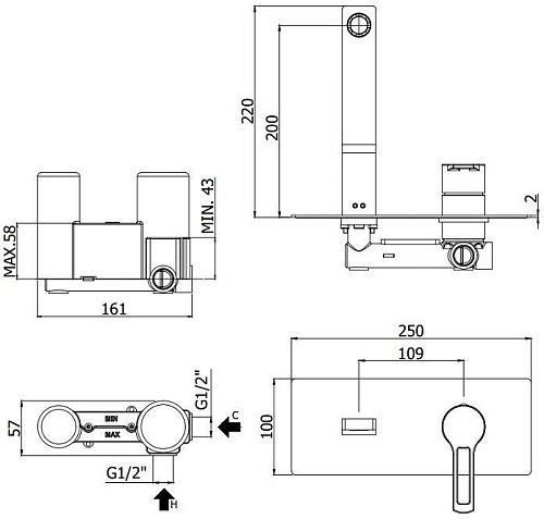 Смеситель для раковины Paffoni Ringo RIN105NO (с внутренней частью) Смеситель для раковины Paffoni Ringo RIN105NO (с внутренней частью)