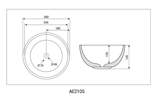 Раковина ABBER Bequem AC2105MB накладная, черная матовая Раковина ABBER Bequem AC2105MB накладная, черная матовая
