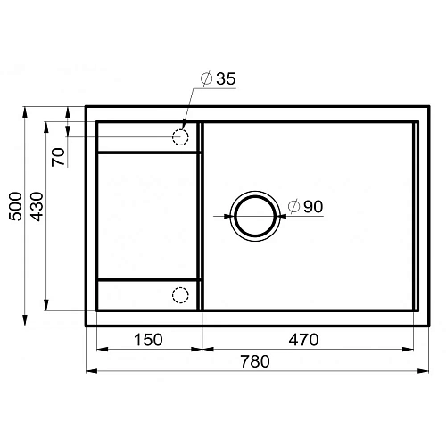 Кухонная мойка Milacio Navarra 78 Cuarzo (MC.77051), черный матовый Кухонная мойка Milacio Navarra 78 Cuarzo (MC.77051), черный матовый