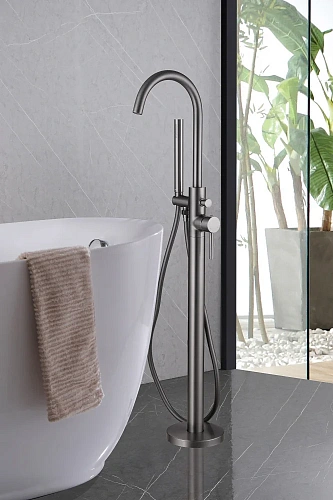 Смеситель для ванны ABBER Wasser Kreis AF8115NGN напольный, никель Смеситель для ванны ABBER Wasser Kreis AF8115NGN напольный, никель