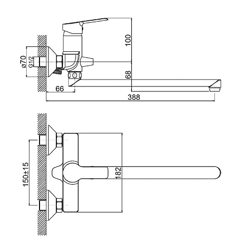Смеситель для ванны Orange Prim M42-211cr Смеситель для ванны Orange Prim M42-211cr