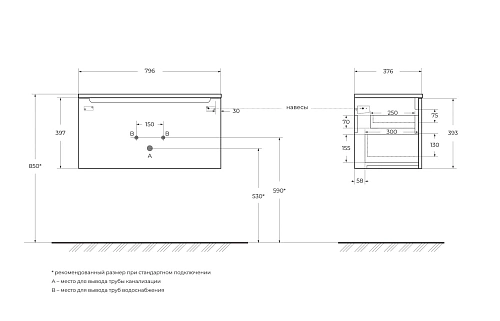 Тумба под раковину BelBagno ETNA39-800/390-2C-SO-BL-P Bianco Lucido подвесная 800x390 Тумба под раковину BelBagno ETNA39-800/390-2C-SO-BL-P Bianco Lucido подвесная 800x390