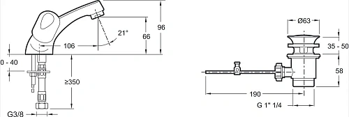 Смеситель для раковины Jacob Delafon Galeo E72924-CP с донным клапаном Смеситель для раковины Jacob Delafon Galeo E72924-CP с донным клапаном