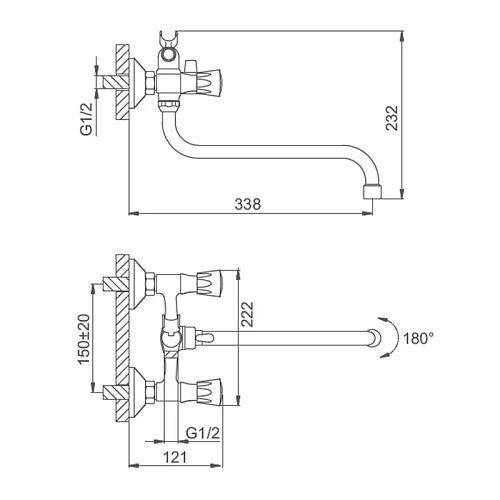 Смеситель для ванны Splenka S81.222, хром Смеситель для ванны Splenka S81.222, хром