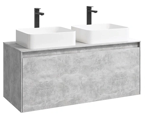 Корпус тумбы под раковину подвесной, цвет бетон светлый, 120 см без фасадов AQWELLA Mobi MOB0112BS Корпус тумбы под раковину подвесной, цвет бетон светлый, 120 см без фасадов AQWELLA Mobi MOB0112BS