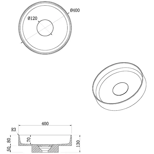 Раковина Boheme Corian 400x130 Emprador 801-ED накладная Раковина Boheme Corian 400x130 Emprador 801-ED накладная