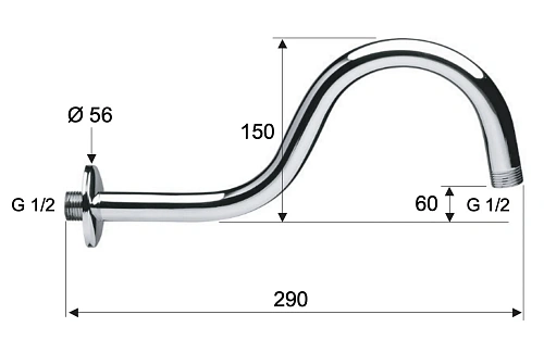 Кронштейн верхнего душа Remer 342S 29 см Кронштейн верхнего душа Remer 342S 29 см