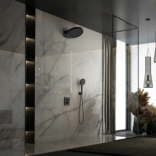 Душевая система Vincea Inspire VSFW-3I21MT3MB встраиваемый, термостатический, двухрежимный, черный Душевая система Vincea Inspire VSFW-3I21MT3MB встраиваемый, термостатический, двухрежимный, черный