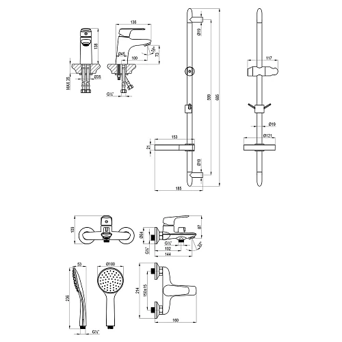 Комплект смесителей Lemark LM7304C 3 в 1, хром Комплект смесителей Lemark LM7304C 3 в 1, хром