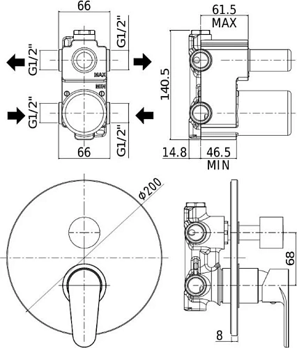 Смеситель для душа Paffoni Green GR018CR (с внутренней частью) Смеситель для душа Paffoni Green GR018CR (с внутренней частью)