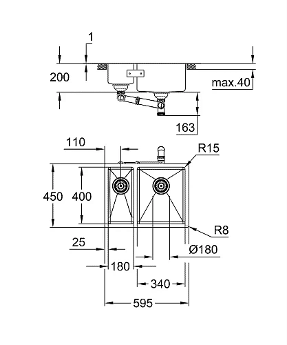 Кухонная мойка GROHE K700 Undermount, нержавеющая сталь (31576SD1) Кухонная мойка GROHE K700 Undermount, нержавеющая сталь (31576SD1)