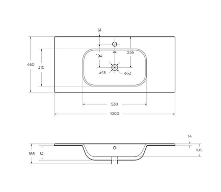Раковина CEZARES CZR-NAT-100-LVB белый 1000x460 керамика Раковина CEZARES CZR-NAT-100-LVB белый 1000x460 керамика