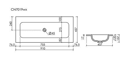 Раковина Ceramica Nova Grace CN7019Wx мебельная 910x457x137 без отверстия под смеситель, белый Раковина Ceramica Nova Grace CN7019Wx мебельная 910x457x137 без отверстия под смеситель, белый
