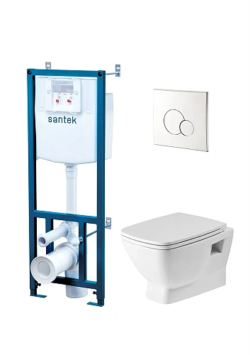 Комплект подвесного унитаза с инсталляцией с сиденьем и панель смыва Santek Нео Пэк 1WH501572 1.WH50.1.572 Комплект подвесного унитаза с инсталляцией с сиденьем и панель смыва Santek Нео Пэк 1WH501572 1.WH50.1.572