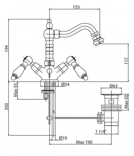 Смеситель для биде CEZARES FIRST-BS2-03-M Смеситель для биде CEZARES FIRST-BS2-03-M