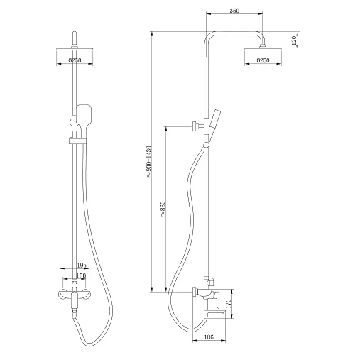 Душевая система ABBER Weiss Insel AF8016FWL с изливом, белая матовая Душевая система ABBER Weiss Insel AF8016FWL с изливом, белая матовая