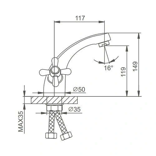Смеситель для раковины Splenka S80.10, хром Смеситель для раковины Splenka S80.10, хром