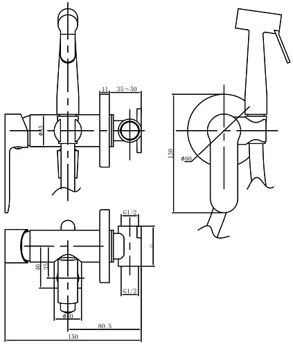 Гигиенический душ Aquanet Passion AF300-52С Гигиенический душ Aquanet Passion AF300-52С
