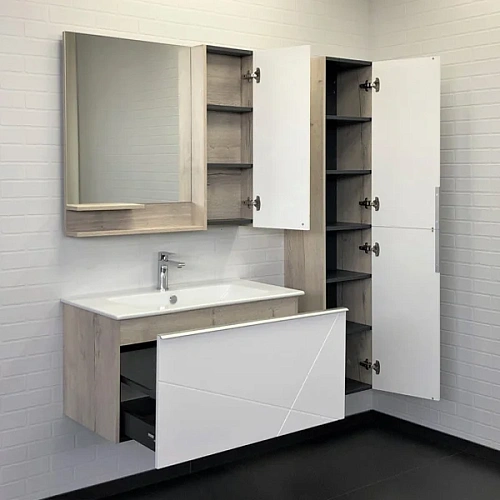 Шкаф-пенал Comforty Мерано-35 00-00008479 белый/дуб дымчатый Шкаф-пенал Comforty Мерано-35 00-00008479 белый/дуб дымчатый