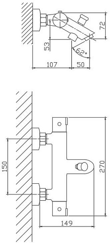 Смеситель для ванны Haiba HB60809 термостатический, хром Смеситель для ванны Haiba HB60809 термостатический, хром