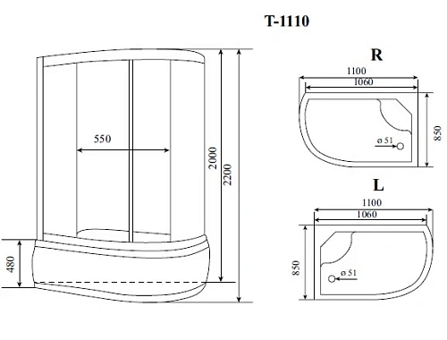 Душевая кабина Timo Standart T-1110 R 110x85x220, турецкая баня хамам Душевая кабина Timo Standart T-1110 R 110x85x220, турецкая баня хамам