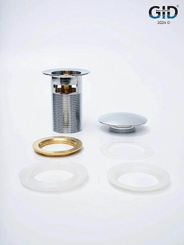 Донный клапан Gid с переливом Ch100-1 73303K хром 7x7x10 Донный клапан Gid с переливом Ch100-1 73303K хром 7x7x10