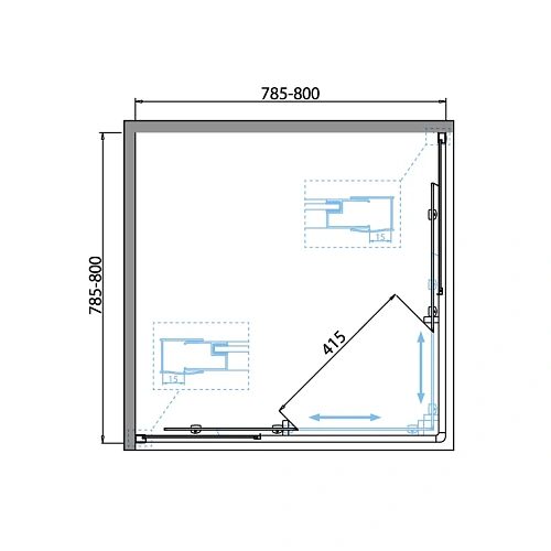 Душевой уголок BelBagno DUE-A-2-80-C-Cr 80x80 см, профиль хром, стекло прозрачное Душевой уголок BelBagno DUE-A-2-80-C-Cr 80x80 см, профиль хром, стекло прозрачное