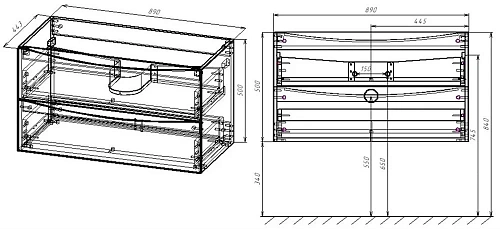 Тумба под раковину Vincea Mia 900 подвесная, 2 выкатных ящика soft close, Beton VMC-2MA900BT Тумба под раковину Vincea Mia 900 подвесная, 2 выкатных ящика soft close, Beton VMC-2MA900BT